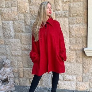 New and Elegant Badgley Mischka Women's Red Wool Jacket Size L